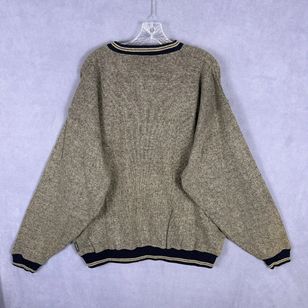 Vintage Saxony Mens Golf Sweater Grandpa 2XL 100% Silk Textured 90s 80s‎ Ugly
